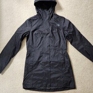 North Face Black City Midi Trench Coat, Womens Medium